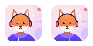 Both fox GIFs side by side in one GIF, the right one twice as fast