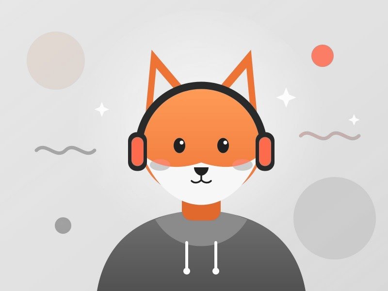 The same image in black and white except the orange fox